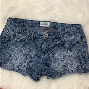Aeropostale Paisley Denim Shorts